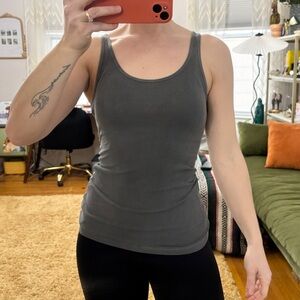 James Perse Longline Ribbed Sleeveless Gray Ribbed Tank Top - Sz 1